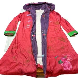 Misslook Anna Frozen 2xl Pink Purple Floral Snap Up Cape Buckle Cloak Robe Coat